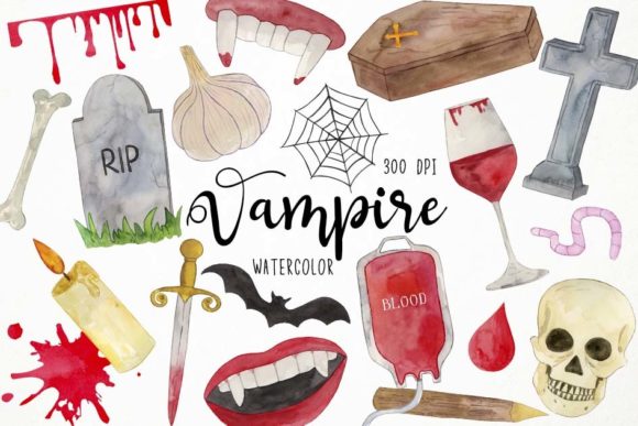 Download Watercolor Vampire Clipart, Gothic - Premium Resources